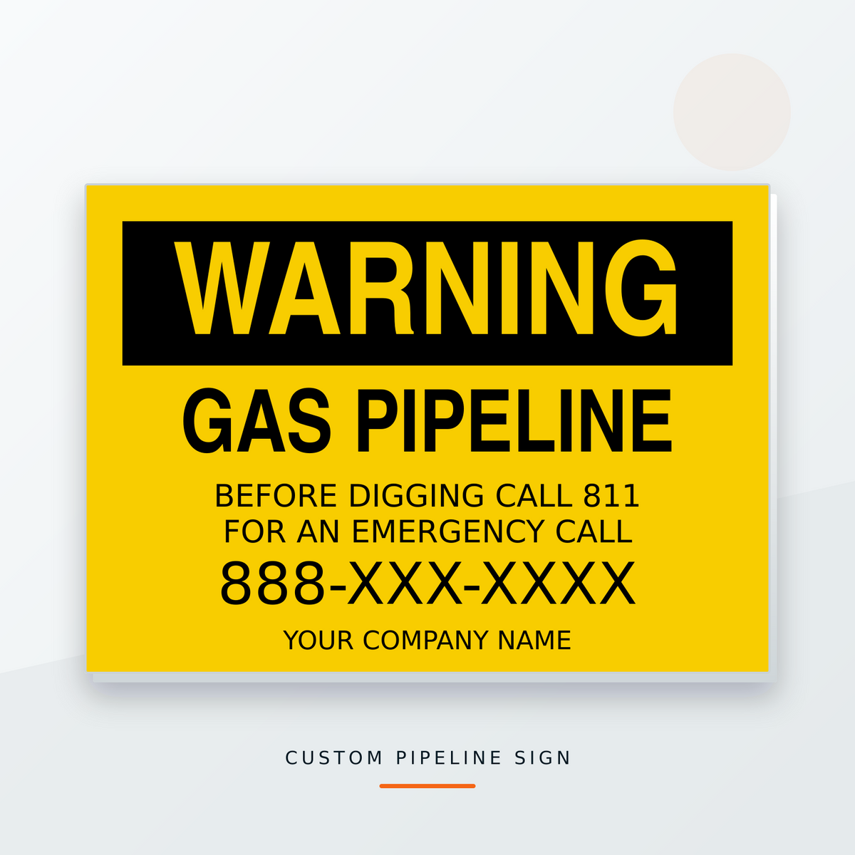 Gas Pipeline Warning & Contact Sign